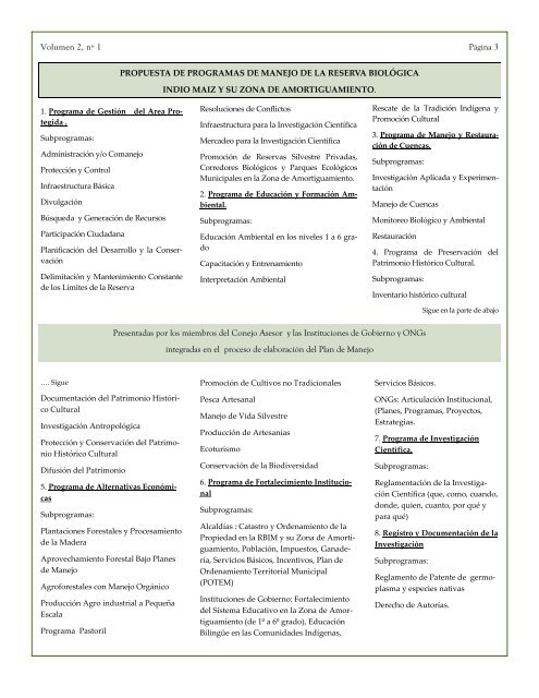 Plan de Manejo Una Rica Experiencia Participativa - Eco-Index