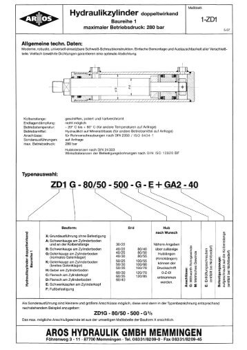 Baureihe 1-ZD1 - Aros Hydraulik GmbH