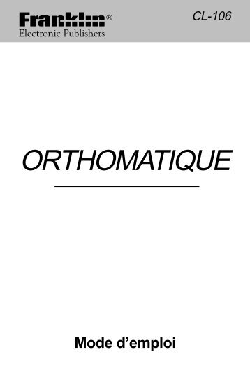 ORTHOMATIQUE - Franklin Electronic Publishers