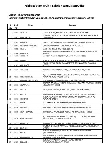 List of Shortlisted Candidates for Written Test