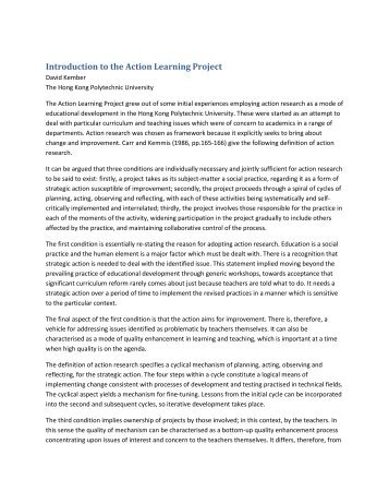 Introduction to the Action Learning Project - Center for Enhanced ...