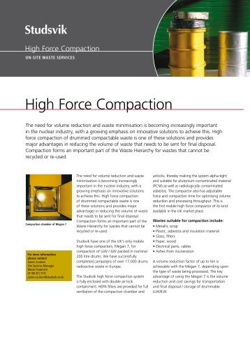 High Force Compaction - Studsvik