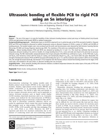 Ultrasonic bonding of flexible PCB to rigid PCB using an ... - Emerald