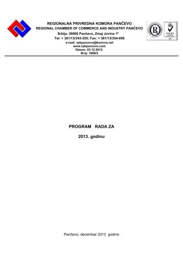 ovde - Regionalna Privredna komora PanÄevo