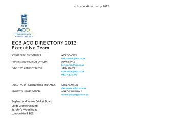 ecb aco directory 2013 - Ecb - England and Wales Cricket Board