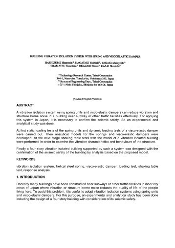 ABSTRACT A vibration isolation system using spring units and visco ...