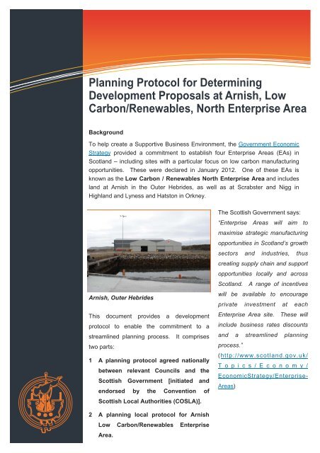 Arnish Planning Protocol (PDF, 1.45M) - Comhairle nan Eilean Siar