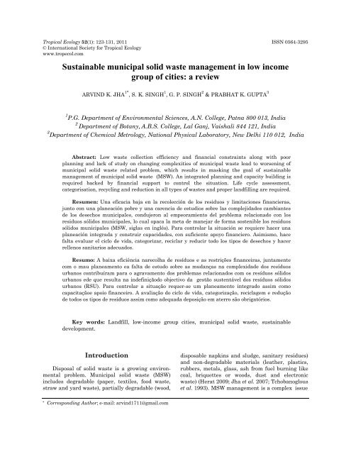 Sustainable municipal solid waste management in ... - ResearchGate