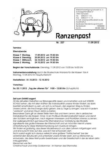 Ranzenpost vom 11.09.2012 - Waldorf in Schwerin