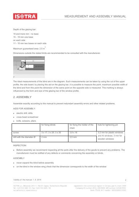 Measurement and assembly manual - Isotra