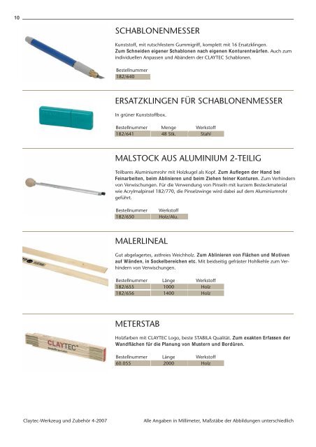 CLAYTEC-ZUBEHÃRKATALOG