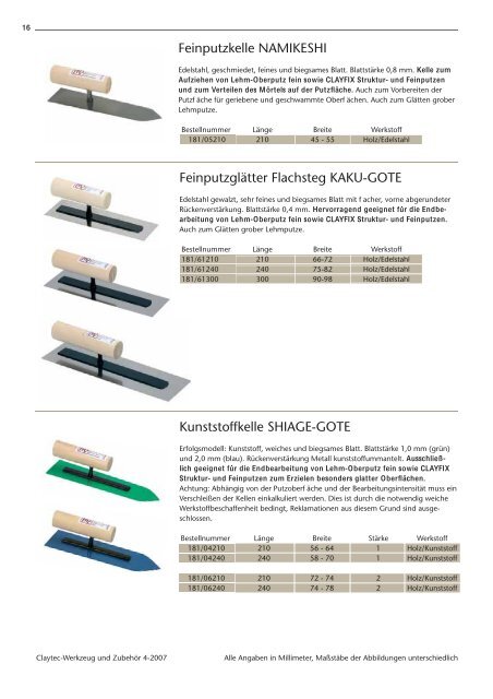 CLAYTEC-ZUBEHÃRKATALOG