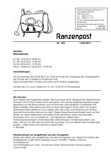 Ranzenpost vom 14.05.2013 - Waldorf in Schwerin