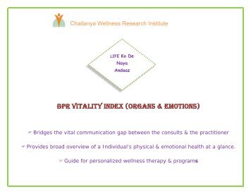 BPR Vitality index (ORgans & emOtiOns)