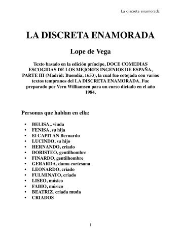 La discreta enamorada - Association for Hispanic Classical Theater