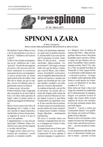 SPINONI A ZARA di Marco Quargnolo - Giornaledellospinone.it