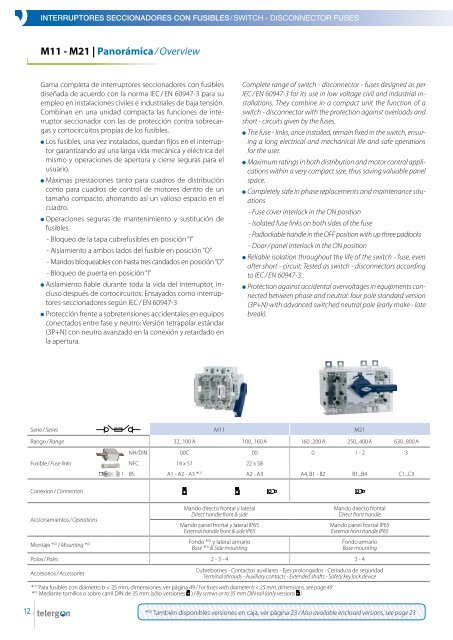 Interruptores seccionadores Switch - disconnectors - MTO electric A/S