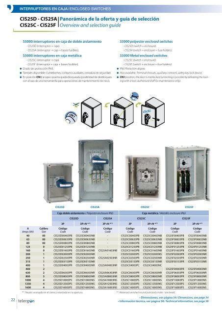 Interruptores seccionadores Switch - disconnectors - MTO electric A/S