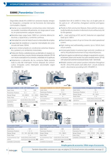 Interruptores seccionadores Switch - disconnectors - MTO electric A/S