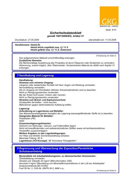 Sicherheitsdatenblatt - GKG MINERALOEL HANDEL GMBH & CO KG