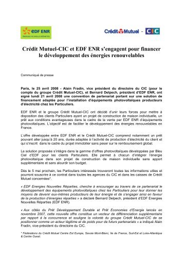 CrÃ©dit Mutuel-CIC et EDF ENR s'engagent pour financer le ...