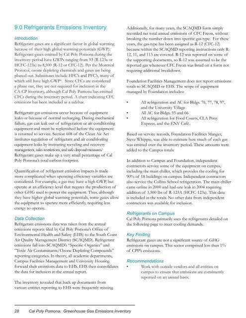 Greenhouse Gas Emissions Inventory Report - Cal Poly Pomona