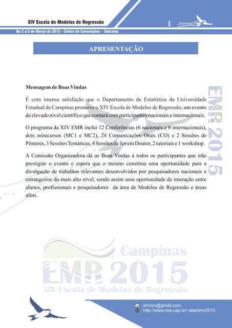Boletim do resumo e programas (XIV EMR 2015)