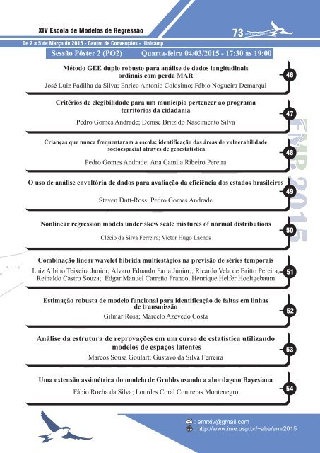 Boletim do resumo e programas (XIV EMR 2015)