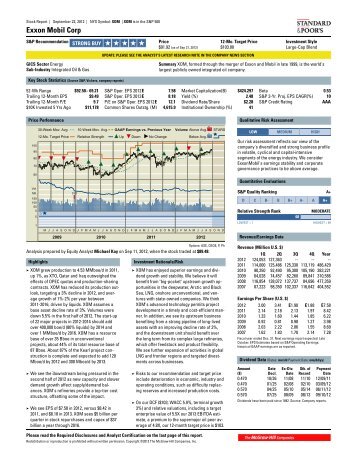 Exxon Mobil Corp - Finance Department