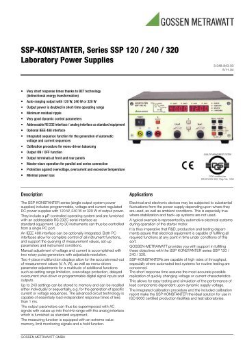 SSP-KONSTANTER, Series SSP 120 / 240 / 320 Laboratory ... - Astat