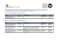50 oral and poster presentations - Malaria Centre