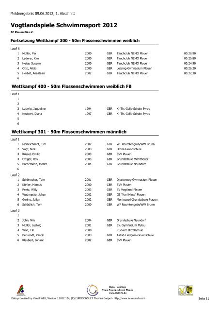 Das Meldeergebnis liegt in einer neuen Version vor - SC Plauen 06