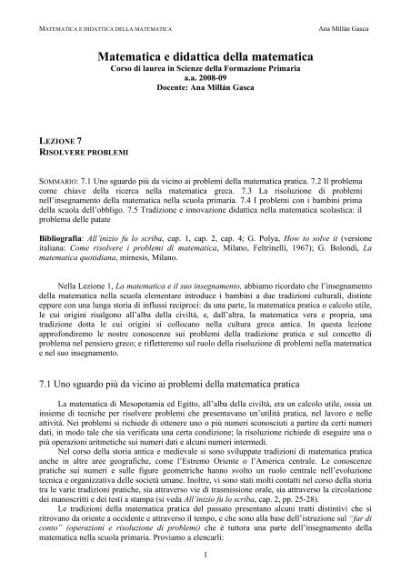 Matematica e didattica della matematica