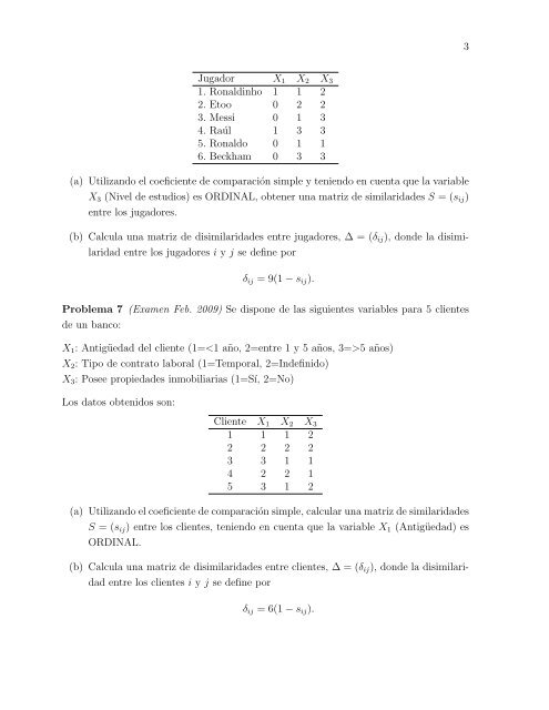 PROBLEMAS TEMA 4: MEDIDAS DE PROXIMIDAD