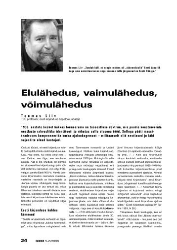 Elulähedus, vaimulähedus, võimulähedus (Toomas Liiv) - Haridus