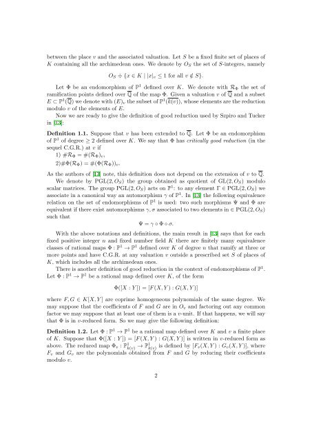 On some notions of good reduction for endomorphisms of the ...