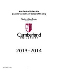Student Nursing Handbook - Cumberland University