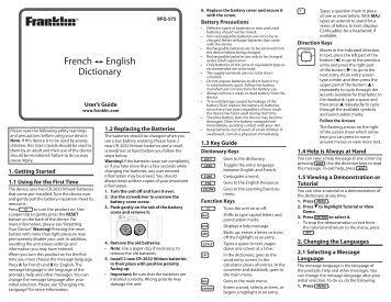 French English Dictionary - Franklin Electronic Publishers