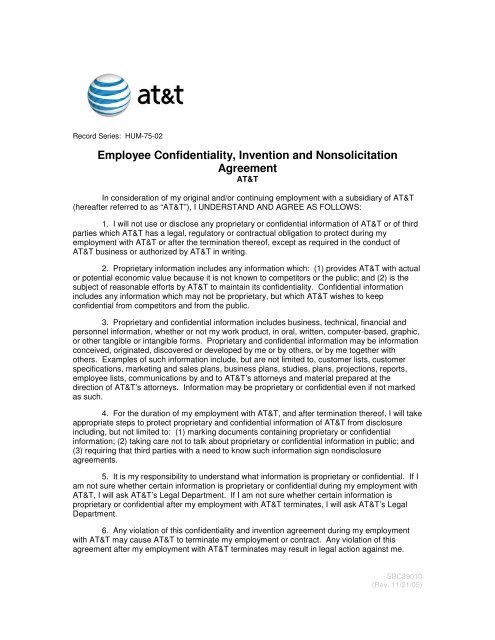 Confidentiality Agreement Employee Contract Forgotten Memories