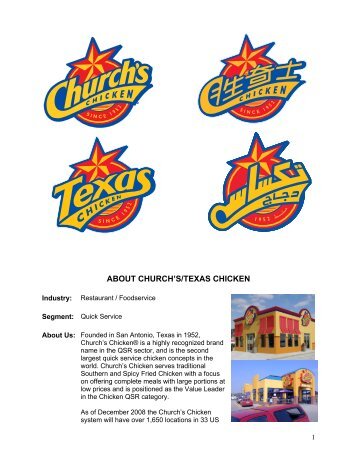 ABOUT CHURCH'S/TEXAS CHICKEN - U.S. Commercial Service