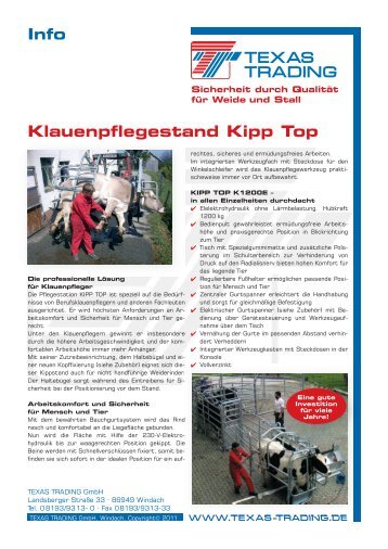 Klauenpflegestand Kipp Top - Texas Trading GmbH