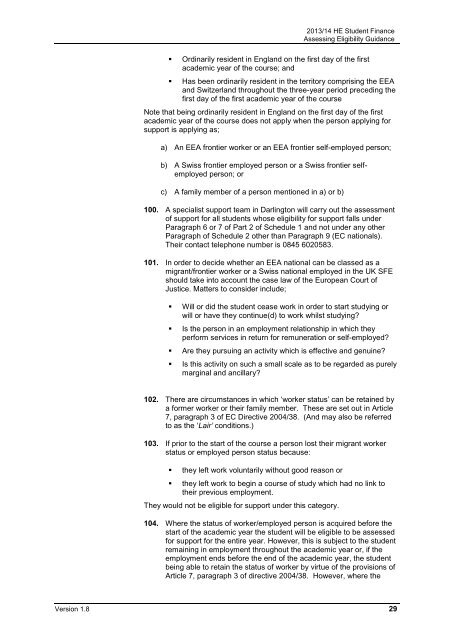 SFE Assessing Eligibility Guidance 2013/14 - Practitioners - Student ...