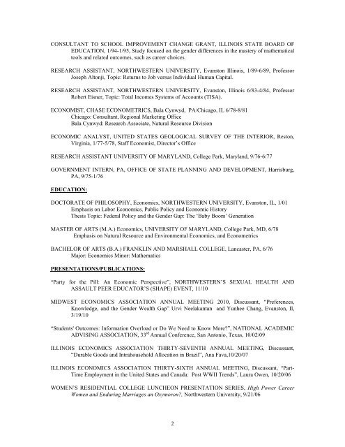 Curriculum Vitae - Department of Economics - Northwestern University