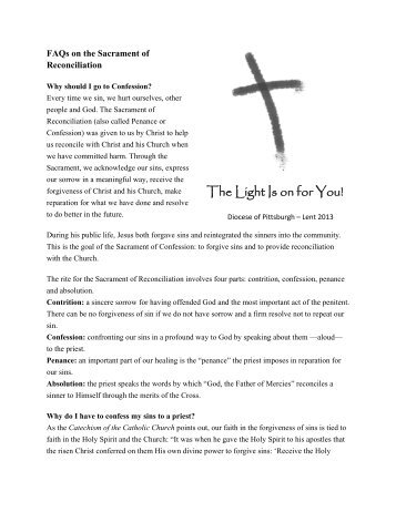 FAQs on the Sacrament of Reconciliation - Diocese of Pittsburgh