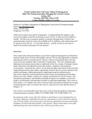 Course Syllabus - Poole College of Management - North Carolina ...