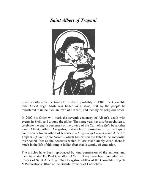 Saint Albert of Trapani - British Province of Carmelite Friars