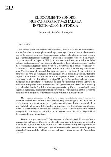 El documento sonoro en Canarias. Nuevas perspectivas para la ...