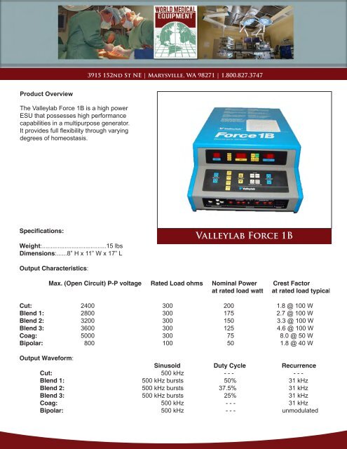 Valleylab Force 1B - World Medical Equipment