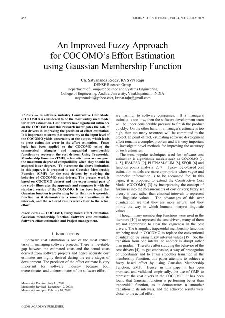 An Improved Fuzzy Approach for COCOMO's Effort Estimation using ...