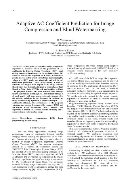 Adaptive AC-Coefficient Prediction for Image Compression and ...